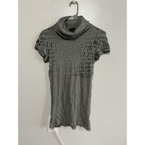 Theory Cowl Neck Women's Grey Top with Leopard‎ Print Size S